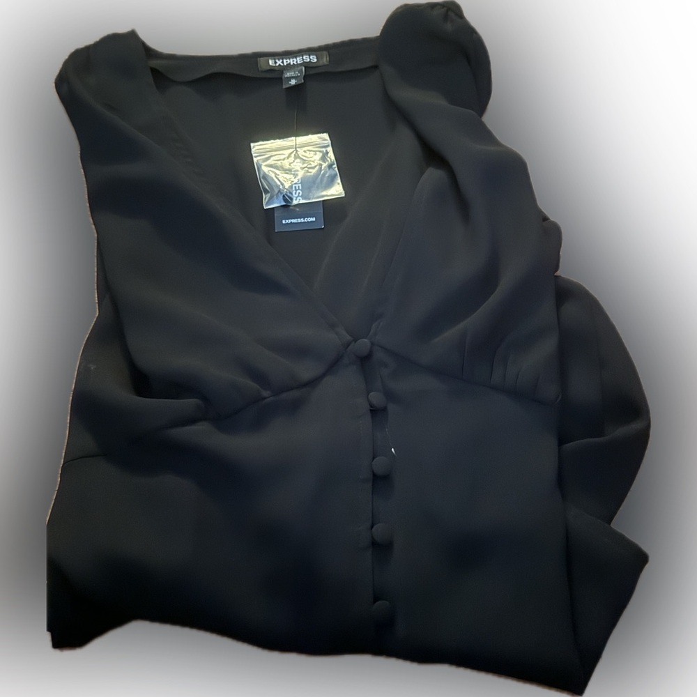 Express Blouse Black Sheer Size Medium NWT